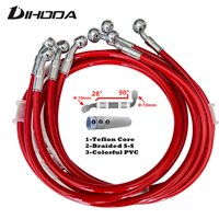 Free shipping Red 400 To 2200mm Hydraulic Brake Hose DOT oil Pipe Line Braided Cable 10mm Banjo Chromium plating For universal