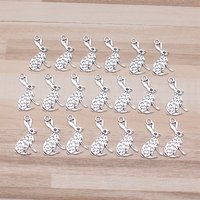 IFOCUS 20pcs/Lot Rabbit Charms For DIY Jewelry Making Zinc Alloy 26x14mm/1.02x0.55inch