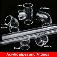 16~50mm Acrylic Pipe Fitting Elbow Tee End Cap Transparent Plexiglass Fish Tank Joints Aquarium Water Tank Accessories Joint DIY