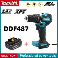 100% Original Makita 18V 5Ah 6Ah 9Ah Lithium Battery & Charger, Replacement Battery for DDF487 Cordless Impact Drill
