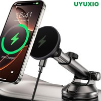 UYUXIO Magnetic Wireless Car Charger 15W Fast Charging Windshield Dashboard Car Mount Phone Holder for iPhone 16 13 12 15 14