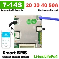 JBD Smart BMS 7-14S Automized Identify 24V 36V 48V 20A 30A 40A 50A Built-in BT UART NTC Li-ion LiFePo4 Balanced Board For E-Bike