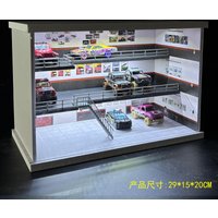1:64 Scale Car Garage Diorama Models Parking Building Storage Display Scene Miniatures Garage Building Diorama Collection Box