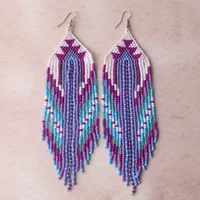 Bohemia Rice bead earrings Tassels Gradient color Hand weaving Female Personality Retro Popular Ethnic style Beaded earrings
