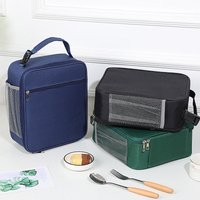 Lunch Box Storage Tote Mesh Side Pouch Portable Lunch Bag Heat Insulation Children's School Bento Bags Square Chilled Ice Bags
