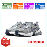 Nike V2K Run Wolf Grey/Midnight Navy Comfortable and versatile low-top Y2K retro running shoes for men Grey/Silver HJ4497-002
