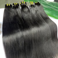 Light Yaki Straight Human Hair Bundles 100% Real Human Hair #1B Natural Color Raw Virgin Hair Double Weft Weave Extensions