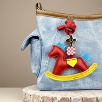Cute PU Leather Rocking Horse Keychain/Bag Charm-Handcrafted PU Leather, Vibrant Colors, Cheerful Gift For Bag Accessory