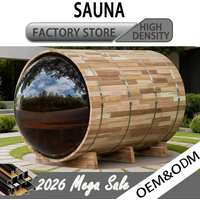 Factory Direct Outdoor Cedar Sauna Room Dry Wet Dual Use Barrel Panoramic Heavy Duty All Weather Waterproof Durable for Patio