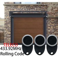 3PCS TELECO Garage Door Remote Control TXP-433-A01 TXP-433-A02 TXP-433-A04 433.92MHz Rolling Code Transmitter Gate Keychain