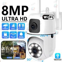 8MP HD Wifi Camera Security Wireless Outdoor Waterproof Dual Lens Dual Screen AI Human Tracking Color Night Vision Baby Monitor