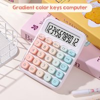 Calculator 12 Digit Large LCD Display Big Round Button Gradient Candy Colored Dual Power Supply Calculator for Office School