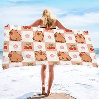 Cartoon Capybara Print Towel Sport Quick-Drying Super Absorbent Camping Towel Soft Lightweight Gym Swimming Yoga Beach Towel