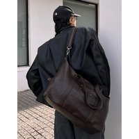 Retro Tote Bag Unisex Leather Underarm Crossbody Bag Street Style Commuter Bag Korean Style Single Shoulder Bag