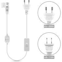 US Plug 110V LED Tape Light Switch line,EU Plug For 220v COB LED Strip Power Supply Plug With Button Switch Cable