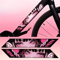 2Pcs Anime Eyes Decals Waterproof Anti-Scratch Sun Resistant Stickers Eye-catching Design for MTB Bike Tube Cycling Decor