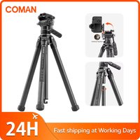 COMAN Light S Carbon Travel Tripod Hydraulic Damping Fluid Head Ball Base 1/4 Screw Arca Swiss Plate DSLR Camera