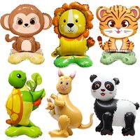 Large 4D Standing Animals Balloons Tiger Lion Kangaroo Monkey Turtle Animals Foil Balloons For Baby Shower Birthday Party Decors