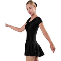 Speerise Women Short Sleeve Leotards with Skirts Ballet Tutu for Lady Summer Bodysuits Scoop Neck Ladies Skirts