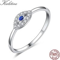 Kaletine 925 Sterling Silver Evil Eye Rings For Women Good Luck Blue Stone CZ Luxury Brand Ring Turkey Wedding Jewelry KLTR156