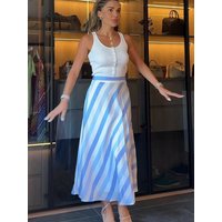 Elegant Striped Skirt For Women Contrasting Colors Chic Casual A-Line Skirt 2026 Summer Fashion Holidays Skirts New Vintage