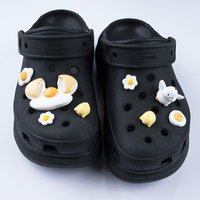 Creative Fancy Fried Egg Style Hole Shoe Charms Decorations Cute Simulated Eggs Shoes Buckle DIY 3D Hole Shoe Accessories