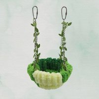 Plush Hanging Bird Swing Nest Soft Warm Parrot Hammock Bed with Green Leaves Decor for Budgie Cockatiel Conure Cage Accessories