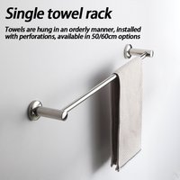 50CM 60CM Stainless Steel Bathroom Towel Rack Double Single Bar Wall Mounted Organizer for Home Storage