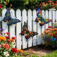 1/3/4pcs Outdoor Metal Butterfly Wall Art Decor Courtyard Crafts Pendants Home Wall Decoration Iron Garden Wall Hanging