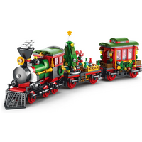 Kreatives Winterdorf Weihnachtszug-Modell Bausteine Weihnachtsbaum-Deko Bausteine-Set Spielzeug Geschenk