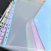 1 PCS A4 Long File Bag Loose Leaf Transparent Data Book 11 Hole File Organizer Mixed Color Binder Pouch