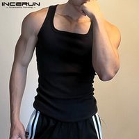 2023 Men Tank Tops Solid Color O-neck Sleeveless Streetwear Casual Male Vests Fitness Summer Workout Men Clothing S-5XL INCERUN