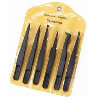 Antistatic Carbon Fiber Tweezers Watchmaker Multispecification Repair Tools Watch Trimmer Tools Part 6pcs Black Plastic Tweezers