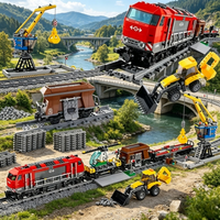 New MOC Red City Heavy Freight Train Model, Home Decor Ornament, Holiday & Birthday Gift