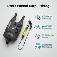 Hirisi Carp Fishing Bite Alarms Set with Swingers, LED Bite Indicator, Waterproof Fishing Alarm for Coarse Fishing B150