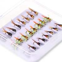 24pcs Fishing Flies Kit #16 Tungsten Bead Head Jig Nymph Fly Barbed Fish Hook Wet Euro Nymph Trout Perch Steelhead Fishing Lures