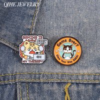 Gaming Is My Therapy Tiger Enamel Pin Game Over Claw Your Way Back Fun Game Cat Brooch Lapel Badge Jewelry Gift for Esports Fan