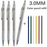 Mechanical Pencil Set 3.0mm Full Metal Art Drawing Painting Automatic Pencil with Leads Office School Supply