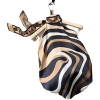 Summer Fashion Party Vintage Geometric Print Lace-Up Blouses Women's Hang One's Neck Sleeveless Sexy Backless Slim Tops