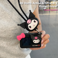 Cute Cool Sanrio Kuromi Hello Kitty Sport Camera Protector Cover for DJI OSMO Action 6 5 Pro 4 3 Anti-lost Strap Silicone Case