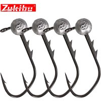 ZUKIBO Backstab Jig Heads Fishing Hook Long Shank Round Ball High Carbon Steel Long For Soft Lure Worm Fishing Accessorie 10pcs