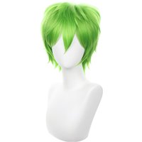 Green Cosplay Wig St Patrick's Day Short Spiky Fluffy Heat Resistant Layered Synthetic Halloween Party Wig