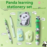 6-in-1 Cute Panda Stationery Set Birthday Present Back To School Gift Pencil Eraser Students School Office Correction Tape Kids