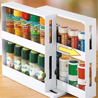 Étagères de rangement rotatives à 2 niveaux, armoire market, rangement pour épices, bocaux, bouteilles, cuisine T1