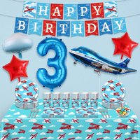 Airplane Birthday Party Decorations Paper Plates Napkins Cups Banner Balloons Airplane Flight Plane Birthday Tableware Supplies