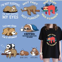 Not Fast Not Furious Sloth Heat Transfer Sticker High Definition Diyprint Iron-On Patches For Hoodie Washable Applique Decor