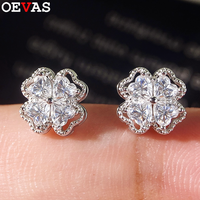 OEVAS 0.8cttw Heart Cut Full Moissanite Earrings For Women 925 Sterling Silver D Color Lab Diamond Ear Stud Wedding Jewelry Gift