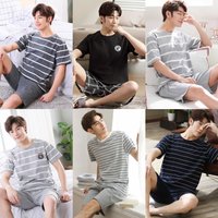New Summer Pyjamas for Men - Lightweight Short-Sleeved Shorts Underwear Set for Young and Middle-Aged Men - Men's Homewear Set