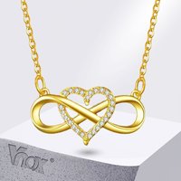 Vnox Infinity Heart Necklace for Women, AAA CZ Stones Collar Anniversary Birthday Jewelry Gifts for Wife Girlfriend Mom Daughter