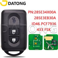 Datong World Car Remote Control Key For Nisan Juke Navara Micra Xtrail Qashqai Duke 433FSK ID46Chip PN:285E34X00A/285E3EB30A Key